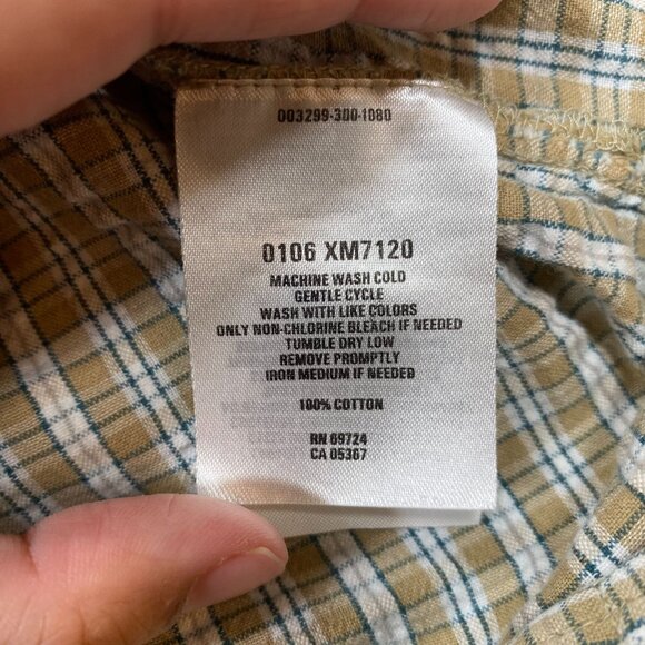 Columbia Mens XL Short-Sleeve Plaid Button-Up Shirt Beige & White 100% Cotton - Picture 6 of 12